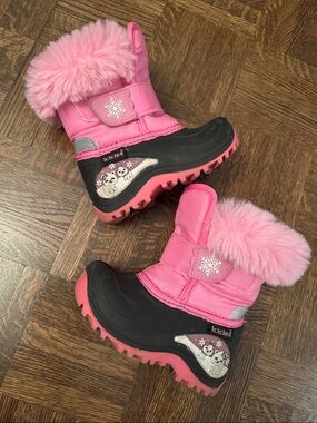 Icicles Pink Faux-Fur Snow Boots size 7- Girls